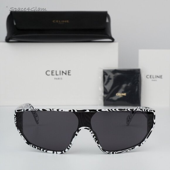 BRAND NEW Celine CL40195I 04A Zebra Smoke Grey Mask Unisex Sunglasses CL 40195I - Picture 1 of 8